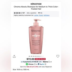 Two Kerastase Chroma Absolu Shampoo for Medium to Thick Hair - 500 mL each